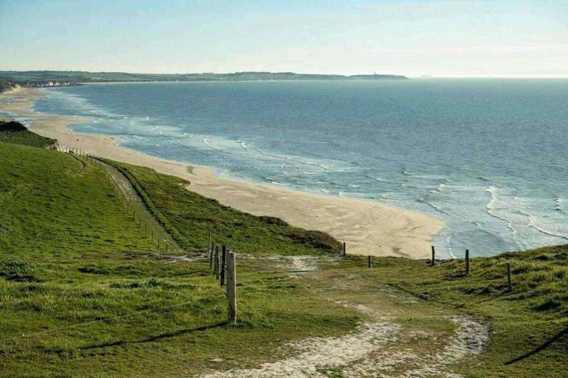 Panoramic view over Omaha Beach and the Normandy coastline